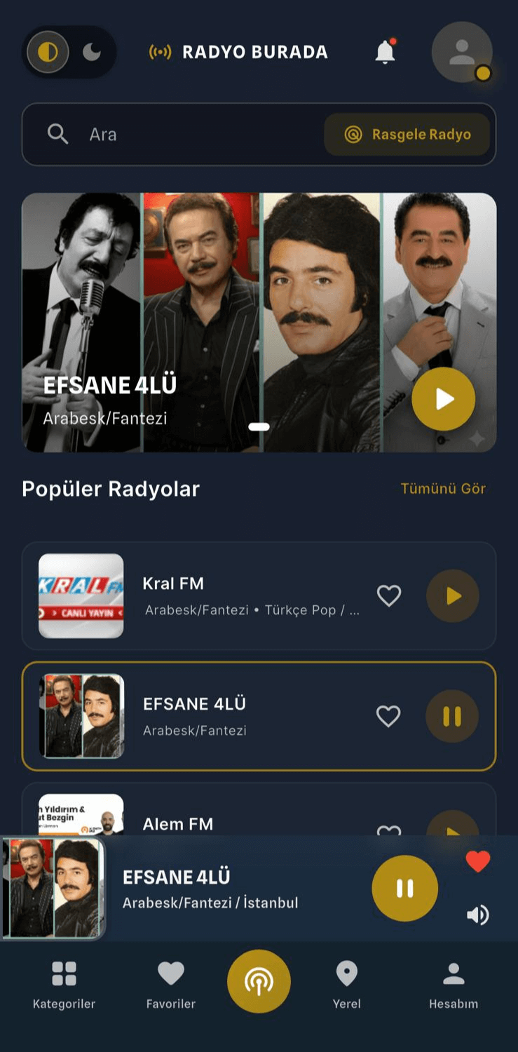 Radyoburada Uygulama Ekranı